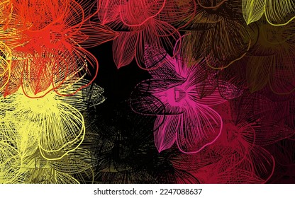 Dark Pink, Yellow vector abstract design with flowers. Flowers with gradient on white background. New template for your design.