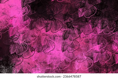 Dunkelrosa, gelbe Vektorgrafik abstraktes Design mit Blumen. Neue farbige Illustration mit Blumen. Eine neue Textur für Ihr Tapete-Design.