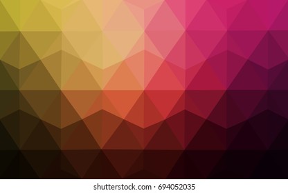 Dark Pink, Yellow vector abstract textured polygonal background. Blurry triangle design. Pattern can be used for background.