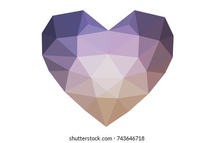 Dark Pink, Yellow vector abstract Triangle Geometrical Heart on white polygonal background. Happy Valentine's Day Greeting Card. Stock template for your design.