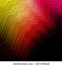 Dark Pink, Yellow vector backdrop with bent lines. Colorful geometric sample with gradient curves.  Template for your UI design.