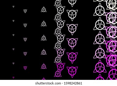 Dark Pink, Yellow vector backdrop with mystery symbols. Retro design in abstract style with witchcraft forms. Best design halloween events.