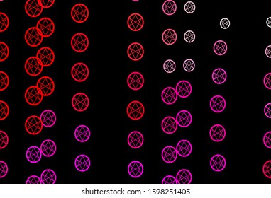 Dark Pink, Yellow vector backdrop with mystery symbols. Colorful mystic symbols with a gradient in ancient style. Background for esoteric, mystic designs.