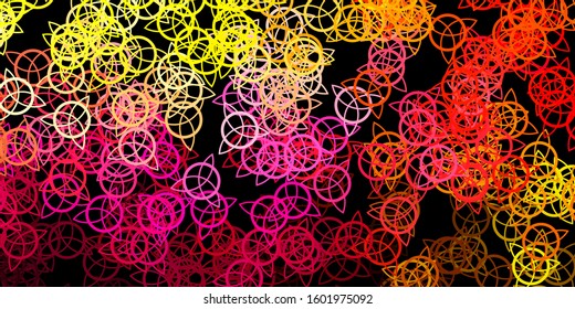 Dark Pink, Yellow vector backdrop with mystery symbols. Illustration with magical signs of spiritual power. Best design halloween events.