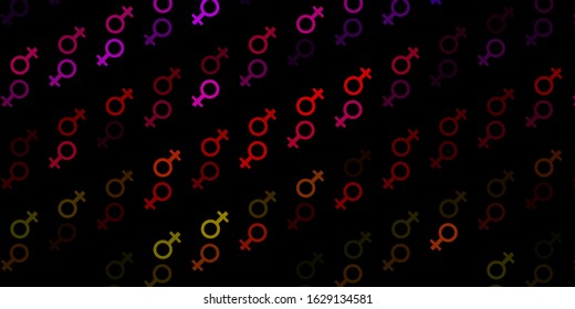 Dark Pink, Yellow vector backdrop with woman's power symbols. Abstract illustration with a depiction of women's power. Design for International Women’s Day.