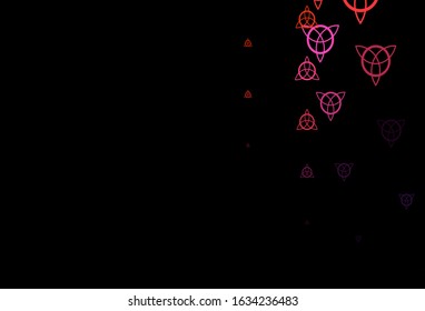 Dark Pink, Yellow vector backdrop with mystery symbols. Abstract illustration with gothic gradient shapes. Background for esoteric, mystic designs.