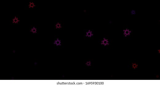 Dark pink, yellow vector backdrop with virus symbols. Colorful abstract illustration with gradient medical shapes. Simple drawing against danger fever.