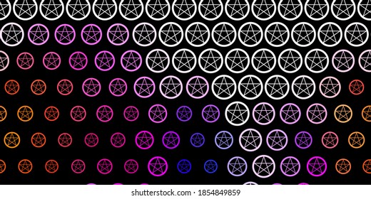Dark Pink, Yellow vector backdrop with mystery symbols. Colorful vintage illustration with gradient alchemy shapes. Design for magic, spiritual events.