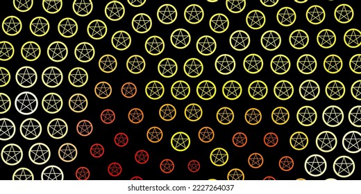 Dark Pink, Yellow vector backdrop with mystery symbols. Illustration with magical signs of spiritual power. Design for magic, spiritual events.