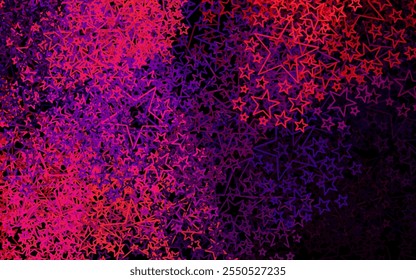 Dark Pink, Yellow vector backdrop with small and big stars. Blurred decorative design in simple style with stars. Pattern for futuristic ad, booklets.