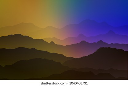 Dark Pink, Yellow vector background with bent ribbons. Glitter abstract illustration with wry lines. Mountain style for your business design.