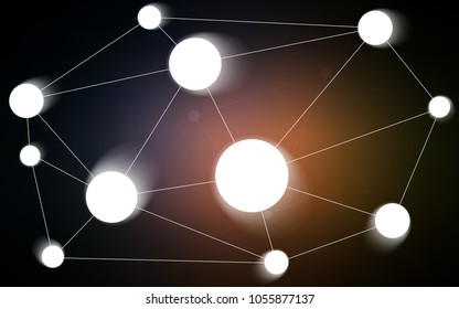 Dark Pink, Yellow vector background with bubbles, lines. Glitter abstract illustration with connection of triangle structure. Pattern can be used for beautiful websites.