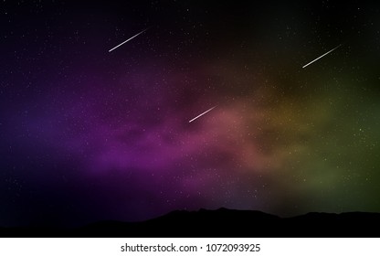Dark Pink, Yellow vector background with galaxy stars. Glitter abstract illustration with colorful cosmic stars. Pattern for astrology websites.