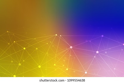 Dark Pink, Yellow vector background with dots and lines. Abstract illustration with colorful discs and triangles. Beautiful design for your business advert.
