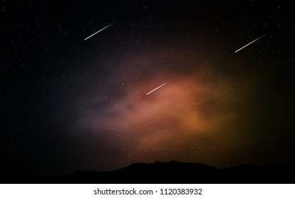 Dark Pink, Yellow vector background with galaxy stars. Shining colored illustration with bright astronomical stars. Pattern for astronomy websites.