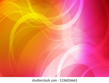 Dark Pink, Yellow vector background with abstract lines. A sample with blurred bubble shapes. The template for cell phone backgrounds.