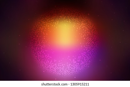 Dark Pink, Yellow vector background with astronomical stars. Blurred decorative design in simple style with galaxy stars. Smart design for your business advert.