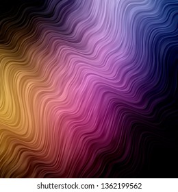 Dark Pink, Yellow vector background with bent lines. Bright illustration with gradient circular arcs. Pattern for busines booklets, leaflets