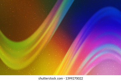 Dark Pink, Yellow vector background with astronomical stars. Blurred decorative design in simple style with galaxy stars. Template for cosmic backgrounds.