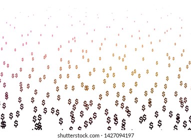 Dark Pink, Yellow vector background with Dollar. Colored symbols of all currency on white background. The pattern can be used for financial, investment websites.