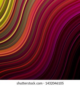 Dark Pink, Yellow vector background with lines. Colorful geometric sample with gradient curves.  Pattern for booklets, leaflets.
