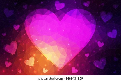 Dark Pink, Yellow vector  background with Shining hearts. Illustration with hearts in love concept for valentine's day. Pattern for carnival, festival romantic leaflets.