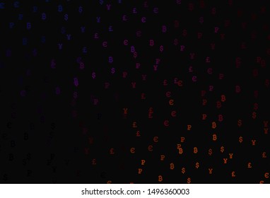 Dark Pink, Yellow vector background with financial symbols. Colored symbols of currency on white background. Template for ads of currency markets, bank loans.