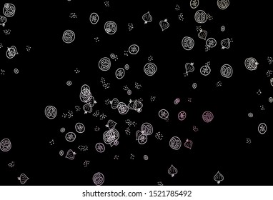 Dark Pink, Yellow vector background with tasty food. Abstract background with colorful Fast Food illustrations. Pattern for ads of breakfast, lunch, dinner.