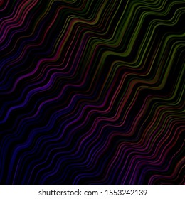 Dark Pink, Yellow vector background with curved lines. Brand new colorful illustration with bent lines. Template for cellphones.