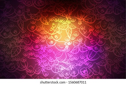 Dark Pink, Yellow vector background with tasty food. Illustration with set of fresh food in doodle style. Design for ad, poster, banner of cafes or restaurants.