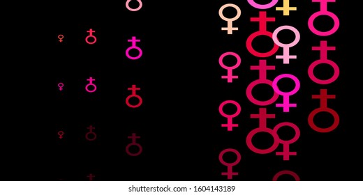 Dark Pink, Yellow vector background with woman symbols. Abstract illustration with a depiction of women's power. Elegant design for wallpapers.