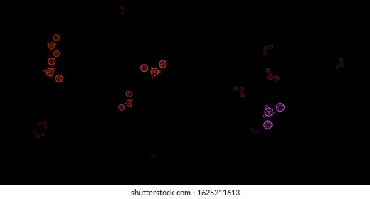 Dark Pink, Yellow vector background with occult symbols. Abstract illustration with gothic gradient shapes. Simple base for your occult design.