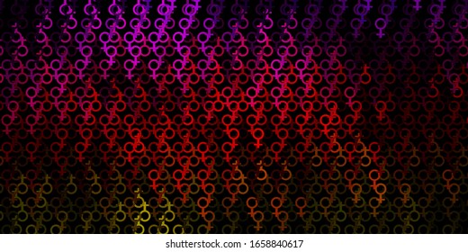 Dark Pink, Yellow vector background with occult symbols. Abstract illustration with gothic gradient shapes. Background for esoteric, mystic designs.