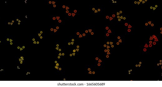 Dark Pink, Yellow vector background with occult symbols. Abstract illustration with gothic gradient shapes. Background for esoteric, mystic designs.