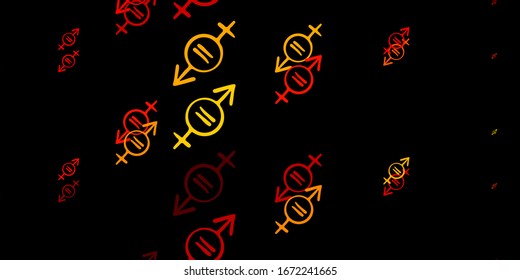 Dark Pink, Yellow vector background with woman symbols. Illustration with signs of women's strength and power. Best design to show the power of women.