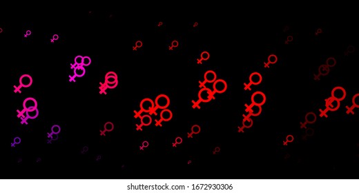 Dark Pink, Yellow vector background with woman symbols. Illustration with signs of women's strength and power. Simple design for your web site.