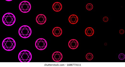 Dark Pink, Yellow vector background with occult symbols. Abstract illustration with gothic gradient shapes. Design for magic, spiritual events.