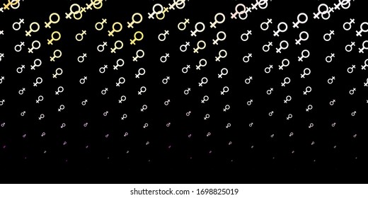 Dark Pink, Yellow vector background with woman symbols. Abstract illustration with a depiction of women's power. Elegant design for wallpapers.
