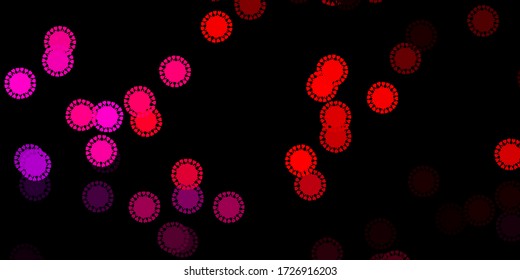 Fondo vectorial amarillo rosa oscuro con símbolos covid-19. Ilustración inteligente con signos cómodos en estilo decorativo. Mejor diseño para eventos de cuarentena.