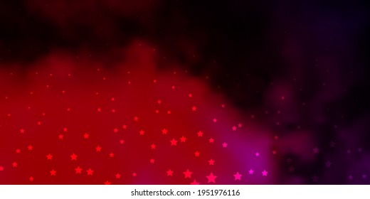 Color rosa oscuro, fondo vectorial amarillo con estrellas pequeñas y grandes. Ilustración decorativa con estrellas en plantilla abstracta. Patrón para envolver regalos.