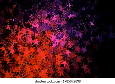 Rosa oscuro, fondo vectorial amarillo con copos de nieve de Navidad, estrellas. Ilustración colorida brillante con formas de nieve gradiente. Diseño de afiches y pancartas de Año Nuevo.