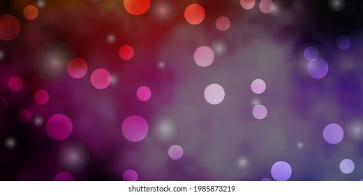 Dark Pink, Yellow vector background with circles, stars. Abstract illustration with colorful spots, stars. Design for posters, banners.