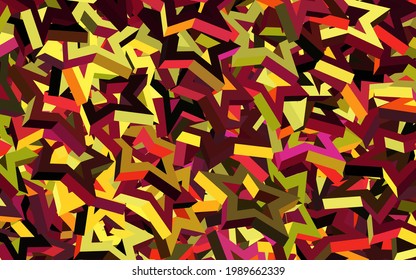 Color rosa oscuro, fondo vectorial amarillo con estilo poligonal. Ilustración con un conjunto de triángulos coloridos. Fondo para un teléfono móvil.