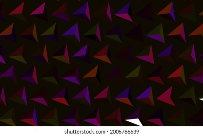 Dunkelrosa, gelber Vektorhintergrund mit Dreiecken. Dreiecke auf abstraktem Hintergrund mit buntem Farbverlauf. Elegantes Design für Bildschirmhintergründe.