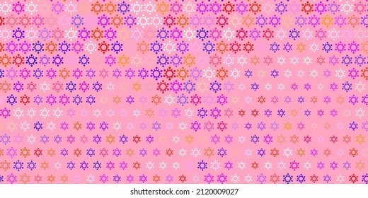 Dark pink, yellow vector background with covid-19 symbols. Colorful  gradient illness symbols in simple abstract style. Simple design against epidemic information.