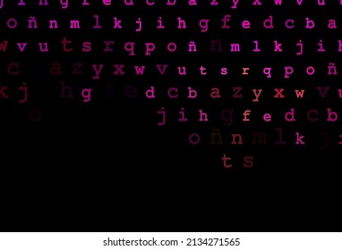 Dark pink, yellow vector background with signs of alphabet. Blurred design in simple style with signs of alphabet. The pattern can be used for school, grammar websites.