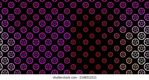 Dark Pink, Yellow vector background with occult symbols. Illustration with magical signs of spiritual power. Simple design for occult depiction.