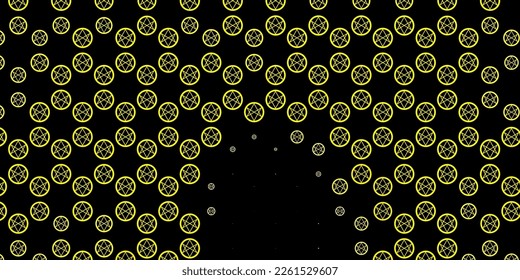 Dark Pink, Yellow vector background with occult symbols. Colorful mystic symbols with a gradient in ancient style. Best design halloween events.