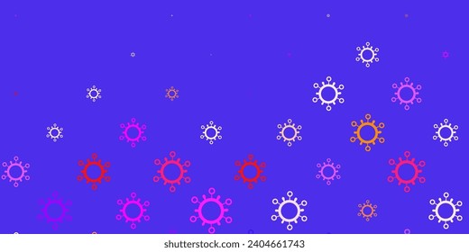 Fondo vectorial amarillo rosa oscuro con símbolos covid-19. Símbolos de enfermedades degradadas coloridas en un estilo simple y abstracto. Fondo de escritorio para la protección de la salud.