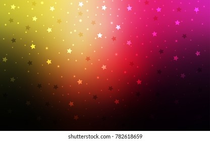Dark Pink, Yellow vector background with colored stars. Shining colored illustration with stars. The pattern can be used for wrapping gifts.